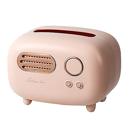 Vintage Retro Radio Model Tissue Box - Desktop Paper Holder & Napkin Dispenser - Pink Tabletop Organizer for Home, Office, and Craft Room Decor