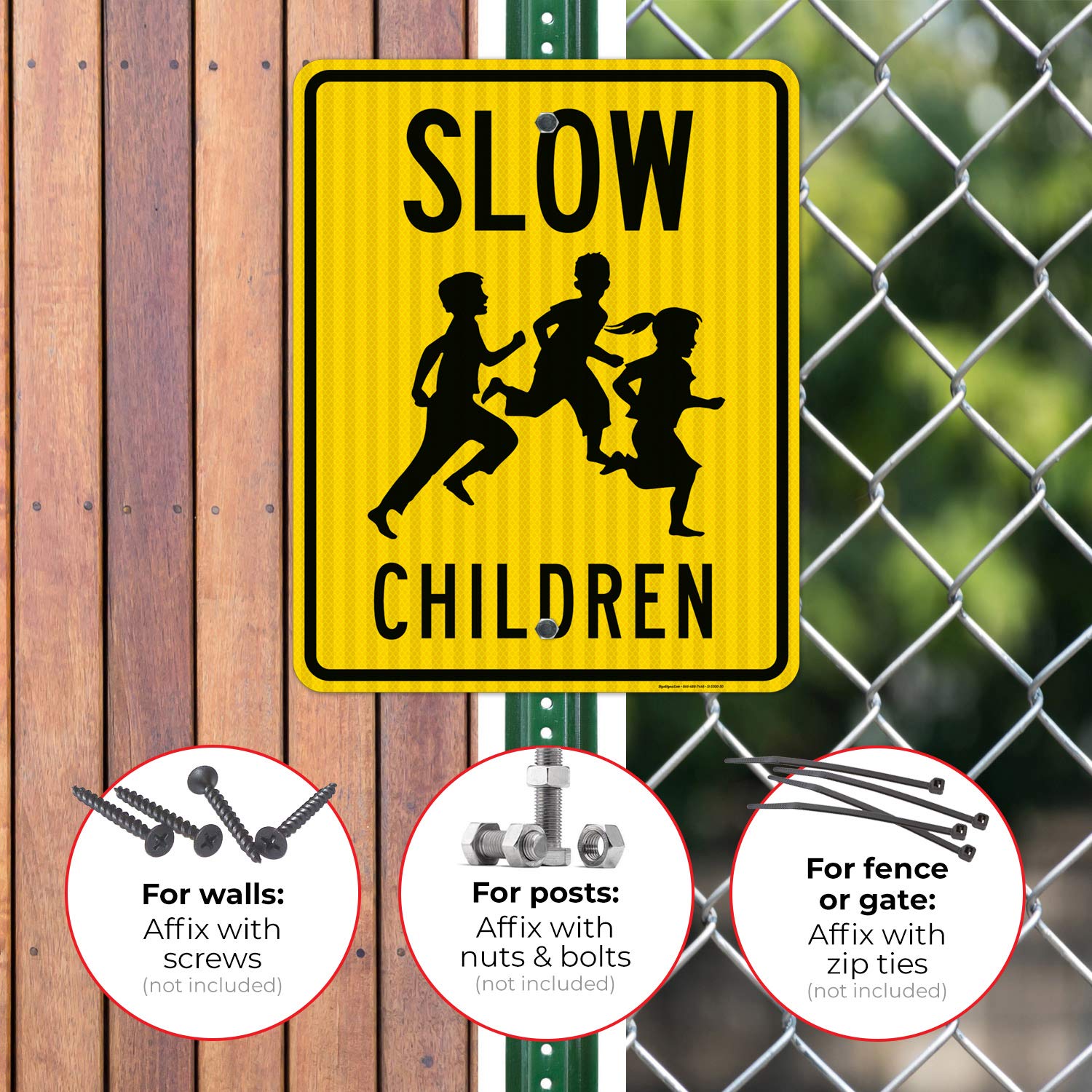 Slow Children Sign - 24x30 Inches Reflective Aluminum Traffic Sign with 3M EGP, Fade Resistant for Indoor/Outdoor Use - Made in USA | School Zone Safety, Neighborhood Warning, Roadside Caution Sign
