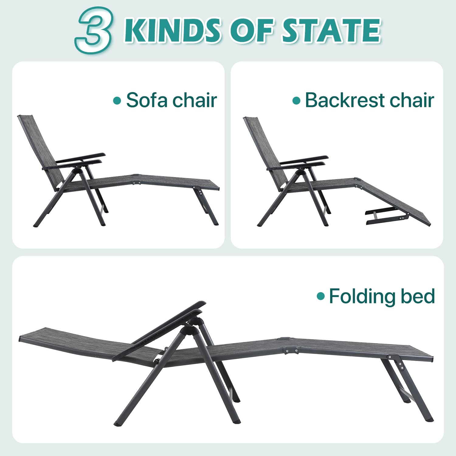 Premium Outdoor Chaise Lounge Chairs Set of 2 - Adjustable Reclining Patio Chairs for Poolside, Beach & Backyard - Water-Resistant Folding Deck Chairs with Cup Holders - Perfect for Sunbathing, Relaxing & Outdoor Lounging