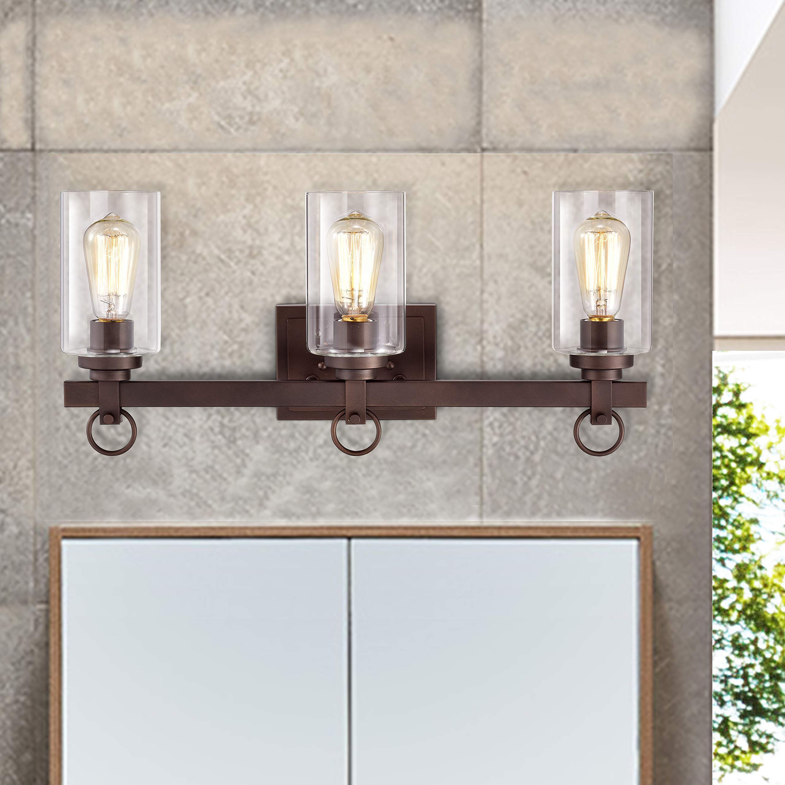3-Light Oil Rubbed Bronze Bathroom Vanity Light Fixture - 23 Inch Wide Transitional Style (2S105-RB23BL3) - Perfect for Modern Bathrooms, Powder Rooms & Master Suites
