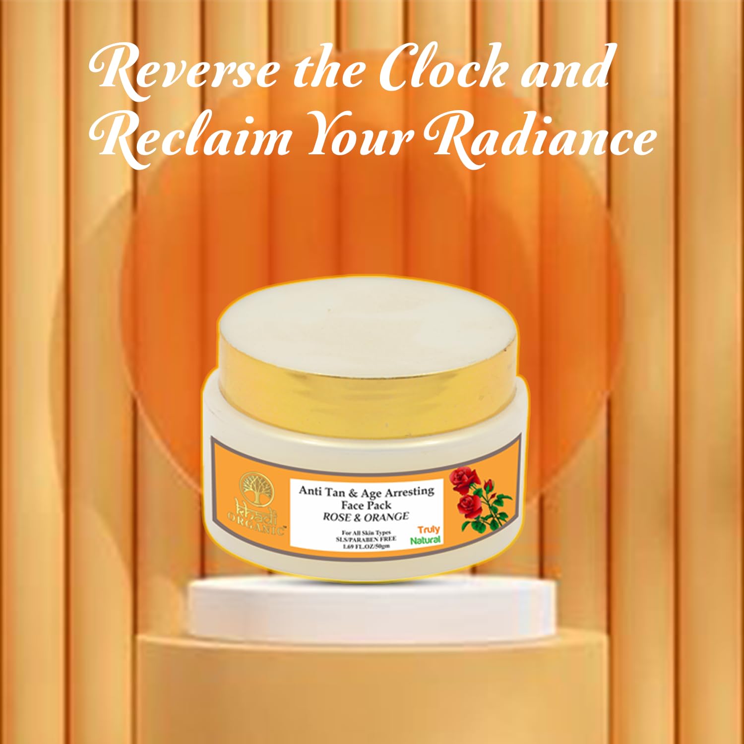 Khadi Organic Anti-Tan & Anti-Aging Face Pack with Rose & Orange Extract - 50g Natural Skincare for Brightening & Youthful Glow | Perfect for Daily Face Care & Sun-Damaged Skin Treatment