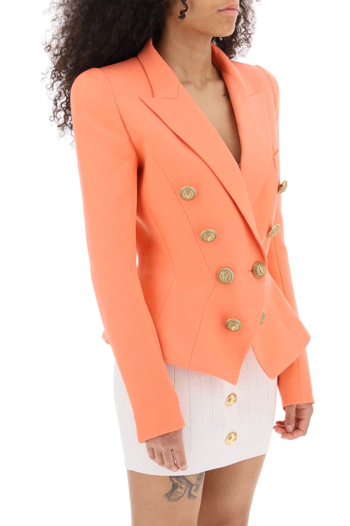 Balmain Wool Fitted Double Breasted Jacket for Women - Elegant Office Wear & Evening Outfits