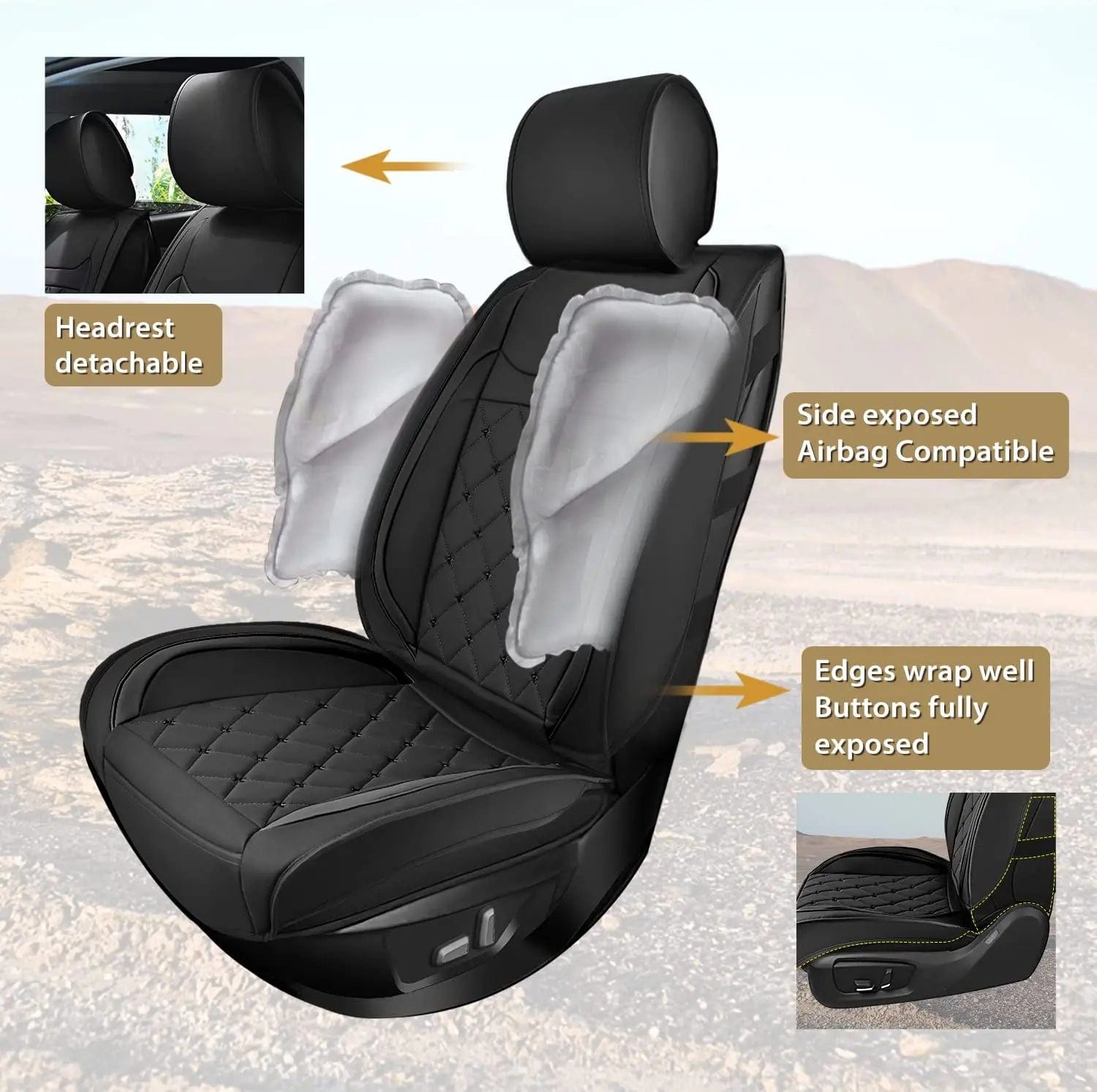 Premium 5-Piece Black Car Seat Covers for Hyundai Honda Accord Kia Civic Corolla Camry CRV RAV4 Fusion - Universal Fit Full Set for Comfort & Protection - Perfect for Road Trips, Daily Commutes & Family Travel