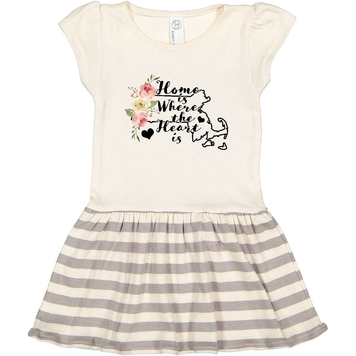 Inktastic Massachusetts Home is Where The Heart is Watercolor Print Toddler Dress - Cute Outfit for Baby Girls, Playdates & Family Photos
