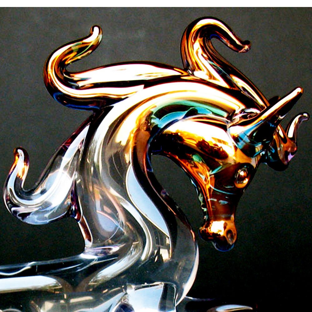 Hand Blown Glass Prancing Horse Statue - Elegant Home Decor, Unique Gift for Collectors & Equestrian Lovers - Perfect for Bookshelves, Office Desks & Mantel Displays