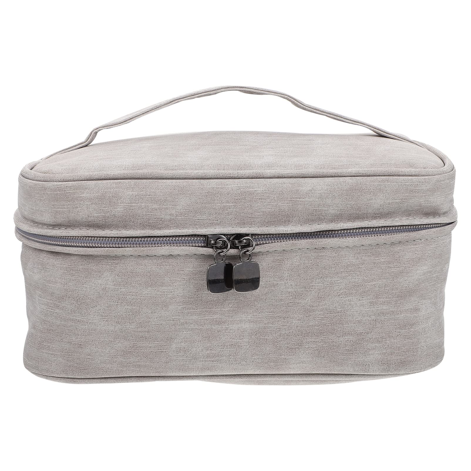 Ciieeo Large Travel Makeup Case - Waterproof Cosmetic Bag & Toiletry Organizer with Multiple Pockets, Fabric Storage Pouch for Women - Perfect for Travel, Bathroom, Vanity & Desktop Organization (Grey)