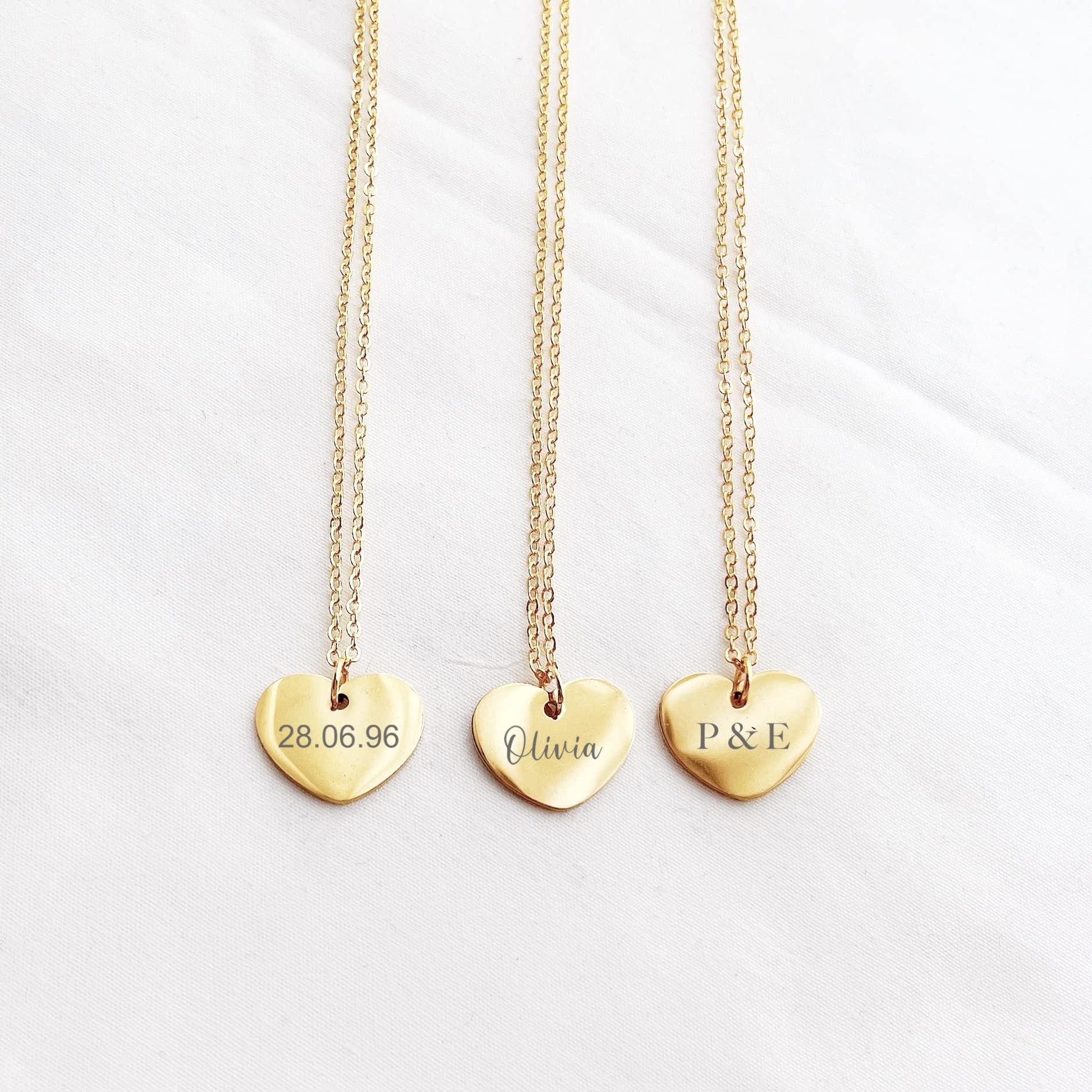 Personalized Engraved Heart Necklace for Women - Custom Name & Date Charm Pendant - Romantic Gift for Anniversary, Valentine's Day & Mother's Day