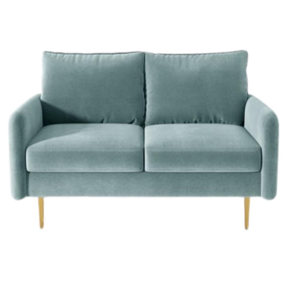Almor Velvet Loveseat Sofa for Living Room - Light Grayish Cyan Upholstery | Small Space Seating, Cozy Reading Nook, Modern Apartment Furniture
