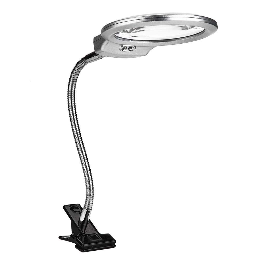 LED Magnifying Glass Lamp with Adjustable Clamp - Dimmable Desk Light for Jewelry Watch Repair, Reading, Crafts & Hobbies | Flexible Gooseneck Design for Close Work & Detailed Tasks