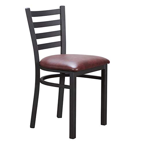 Riverbay Furniture Transitional Metal Side Chairs Set of 2 - Black & Burgundy Dining Chairs for Kitchen, Dining Room, or Office