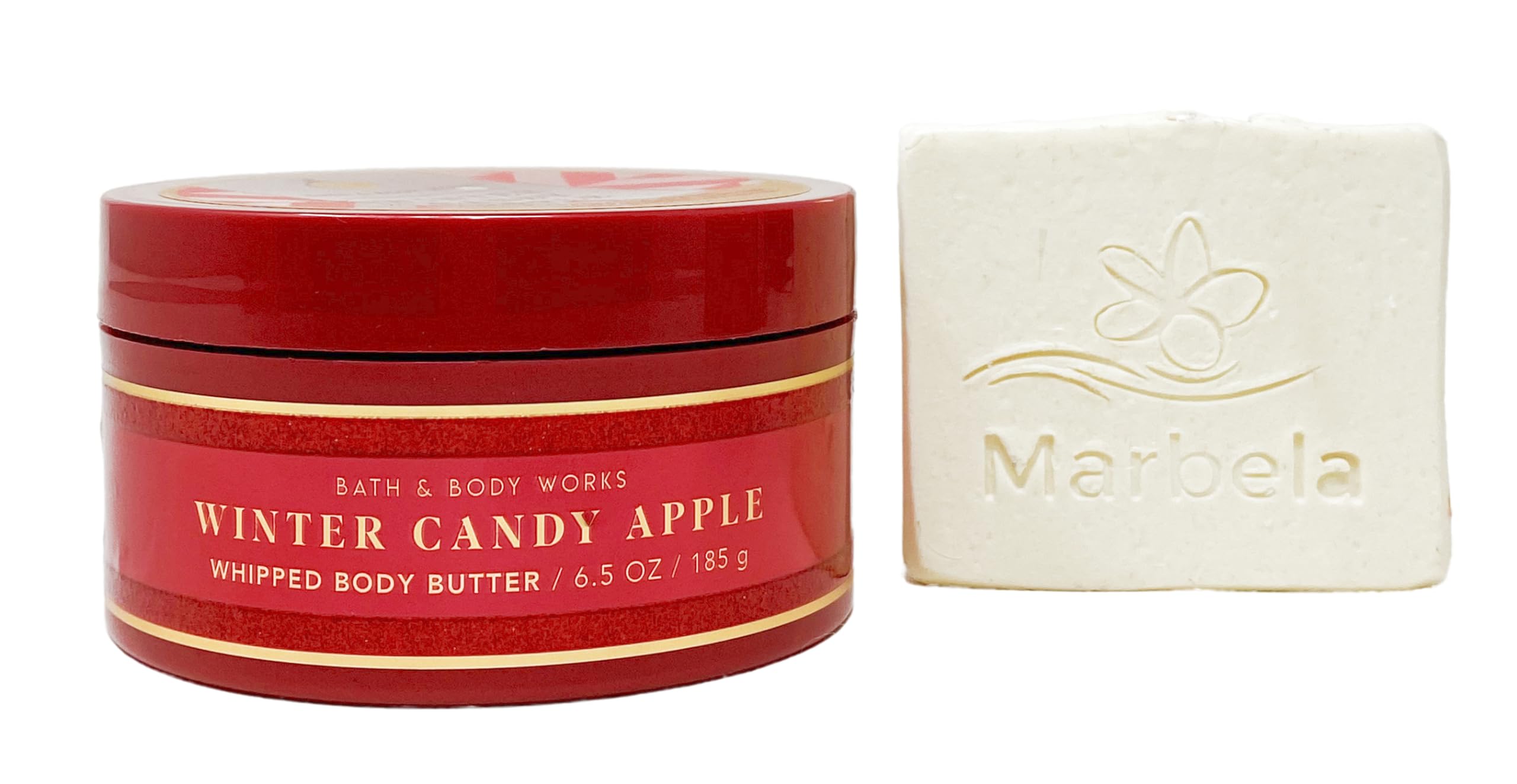 Bath & Body Works Winter Candy Apple Whipped Body Butter - Moisturizing Cream with Shea Butter & Natural Oats Sample Soap | Hydrating Skincare for Dry Skin, Perfect for Winter & Gift Giving