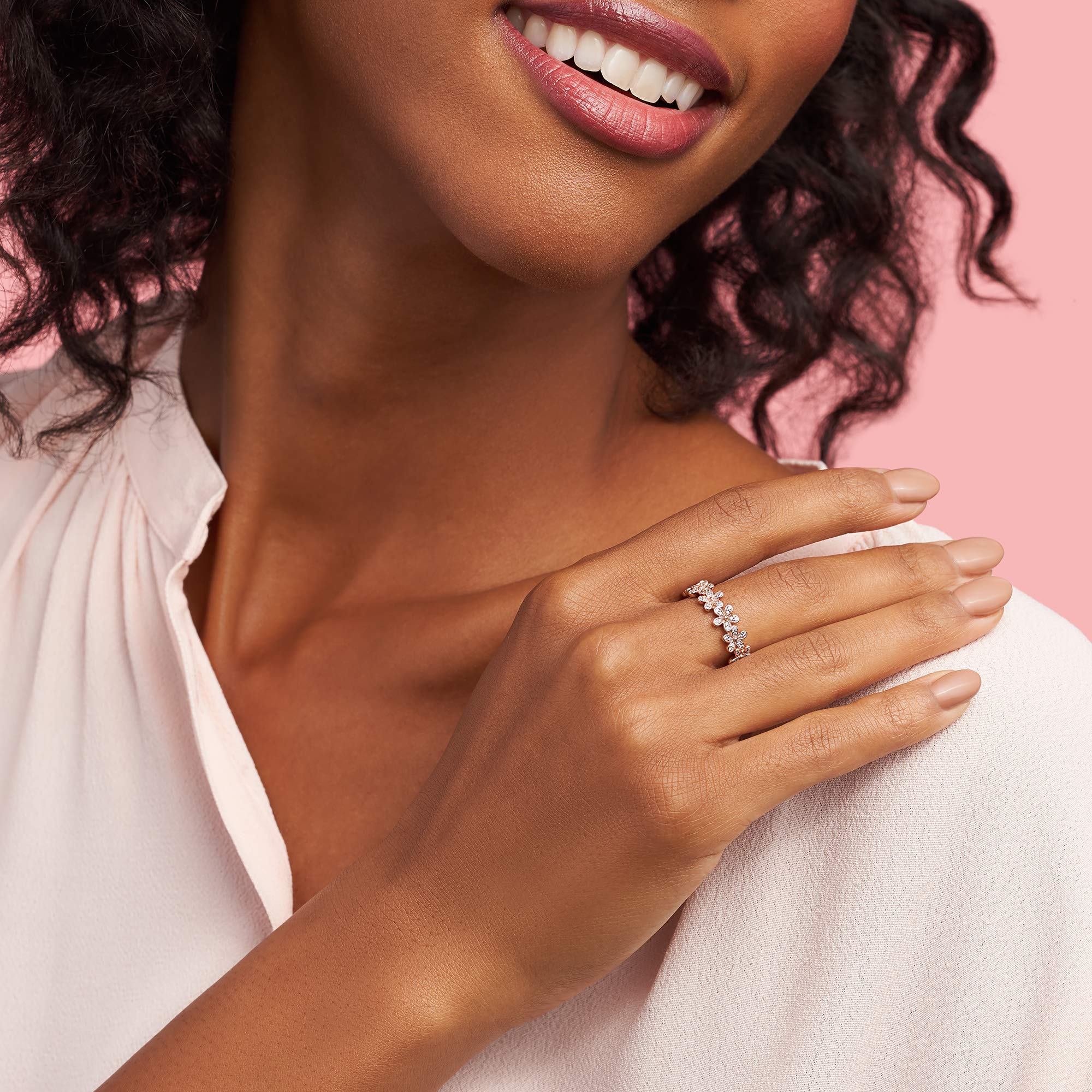 PANDORA Daisy Flower Ring for Women - 14k Rose Gold-Plated Cubic Zirconia Ring - Elegant Gift for Her - Perfect for Weddings, Anniversaries & Special Occasions