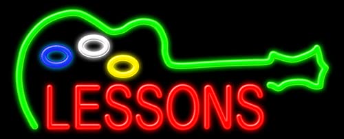 Custom Neon Sign for Music Lessons - Handmade in USA - Perfect for Studios, Bars & Home Decor