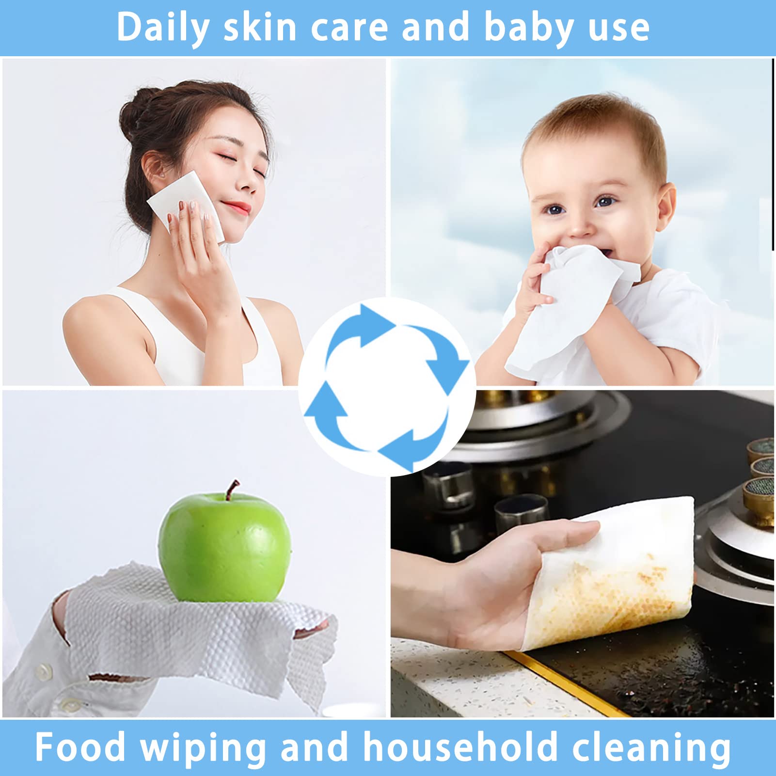 Clean Skin Club Disposable Face Towels - Hypoallergenic Facial Wipes for Sensitive Skin | Gentle Makeup Remover & Daily Cleansing for Acne-Prone Skin | Perfect for Travel, Gym & Skincare Routine