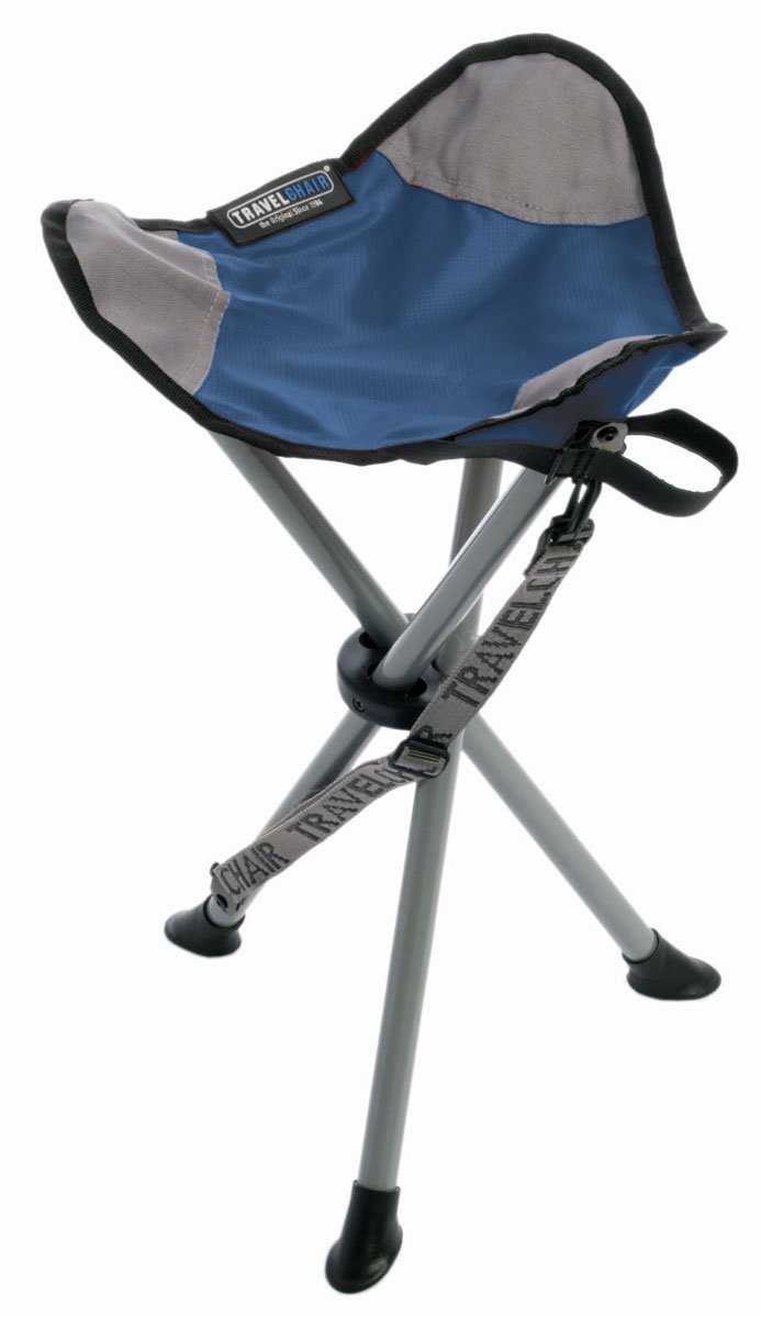 **Slacker Tripod Chair for Camping - Lightweight & Portable Folding Chair with Adjustable Carry Strap | Oversized Duck Feet for Stability | Perfect for Outdoor Adventures, Hiking, Fishing & Beach (Blue)**