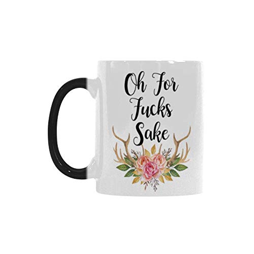 11oz Color Changing Ceramic Mug - Heat Reveal Funny 'Oh For F**k's Sake' Design - Perfect Coffee Cup & Office Tea Mug for Gifts, Home & Workplace Use