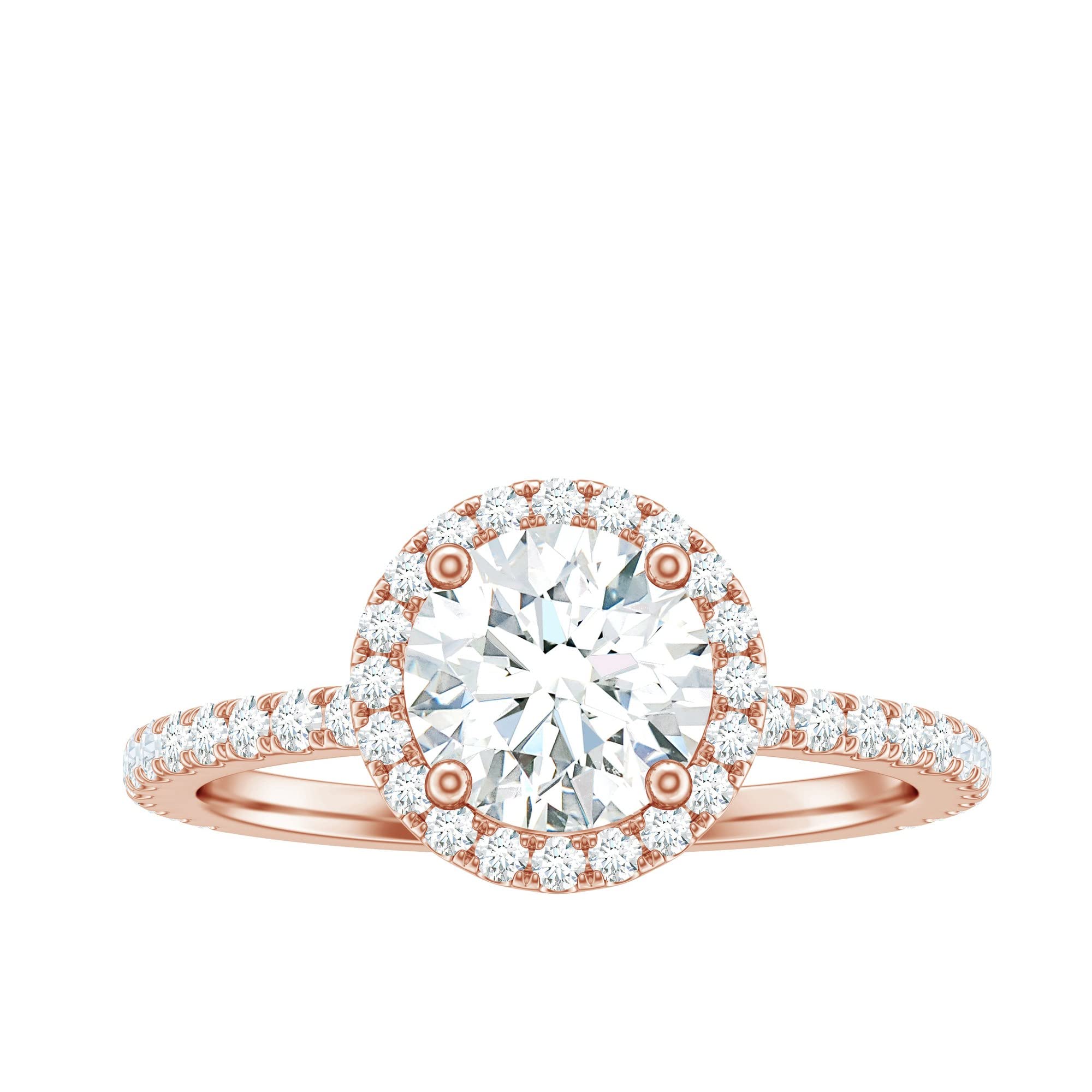 2 CT Certified Moissanite Engagement Ring for Women - Round Cut with Side Stones in 14K Solid Gold - Perfect for Proposals, Anniversaries & Special Occasions