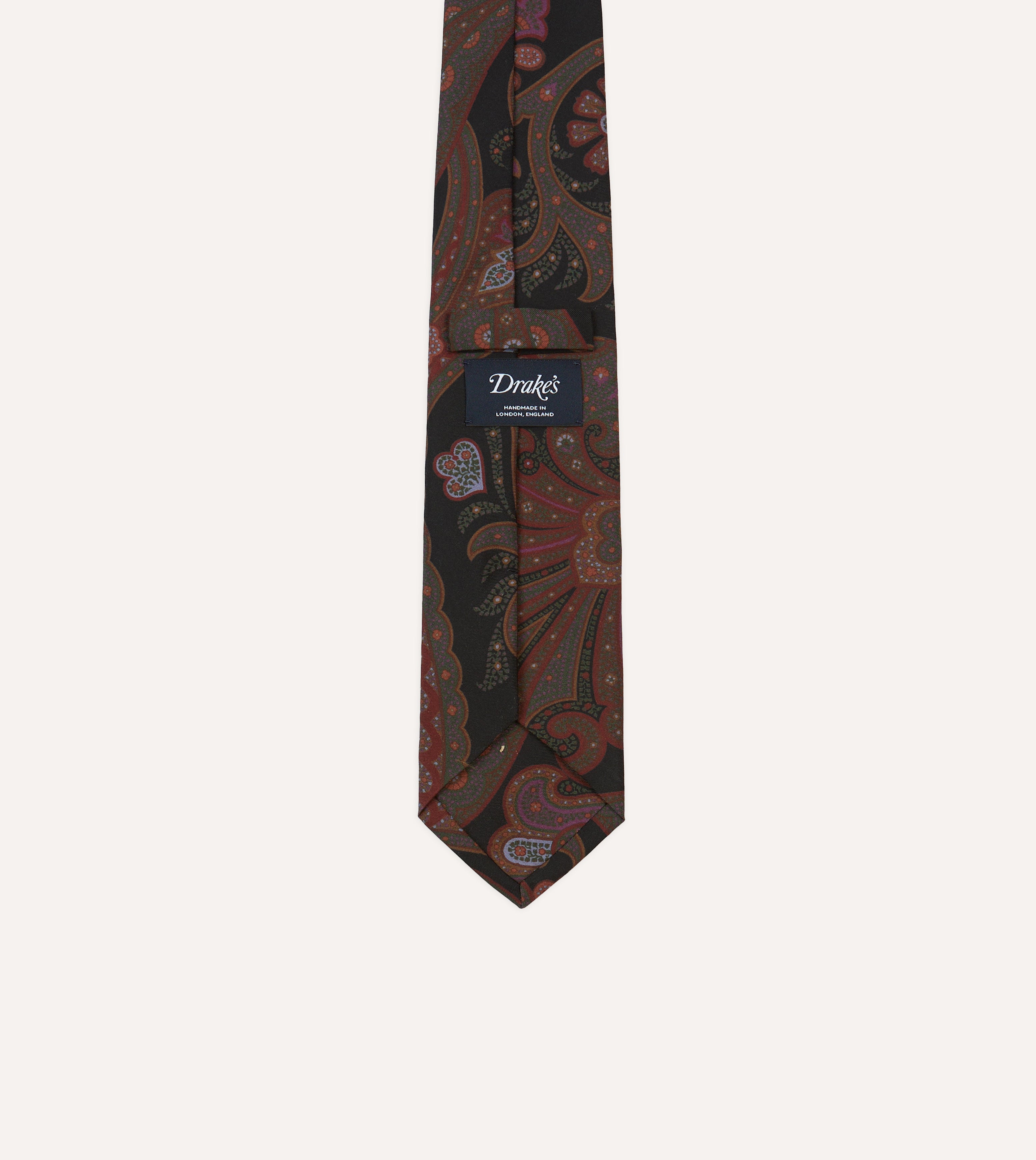 Premium Black Large Paisley Print Madder Silk Necktie - Elegant Self-Tipped Design for Business, Weddings & Formal Occasions