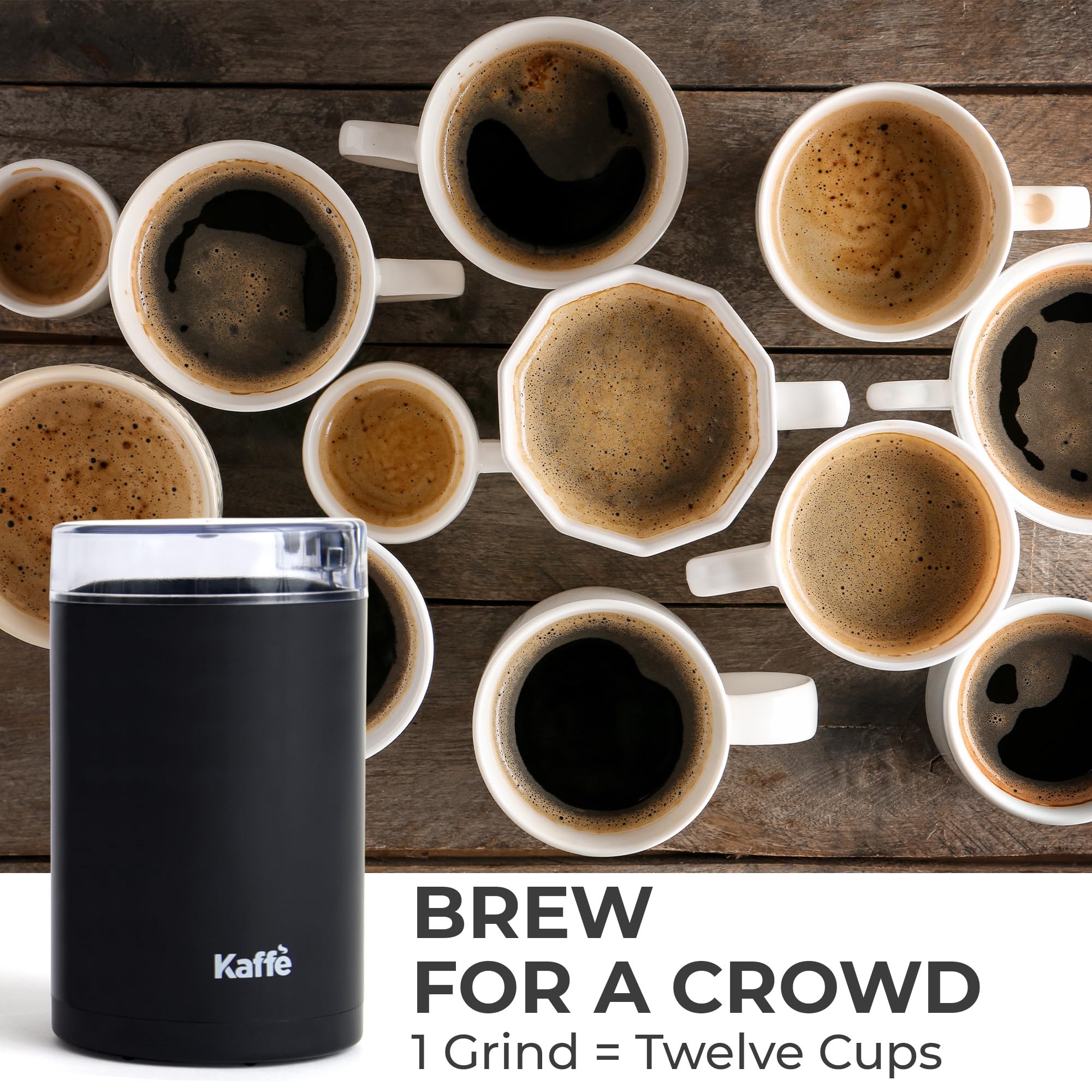 Premium Electric Coffee Grinder - One-Touch Operation with Cleaning Brush (3 oz Capacity) - Fast & Quiet Home Coffee Bean Grinder for Espresso, French Press & Drip Coffee - Makes Up to 12 Cups per Grind - Matte Black Design - Perfect for Kitchen, Office & Camping Use