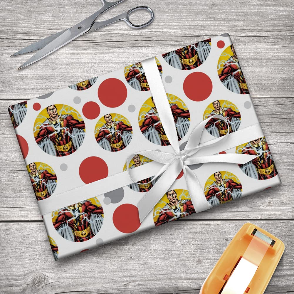 DC Comics Justice League Shazam Character Gift Wrap Paper Roll - Superhero Themed Wrapping Paper for Birthday, Christmas Gifts & Party Decorations