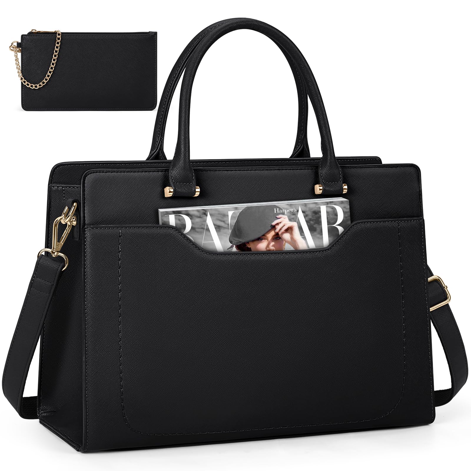 Stylish 15.6 Inch Leather Laptop Tote Bag for Women - Waterproof Professional Work Bag & Business Briefcase with Large Capacity - Perfect for Office, Commuting, and Business Travel