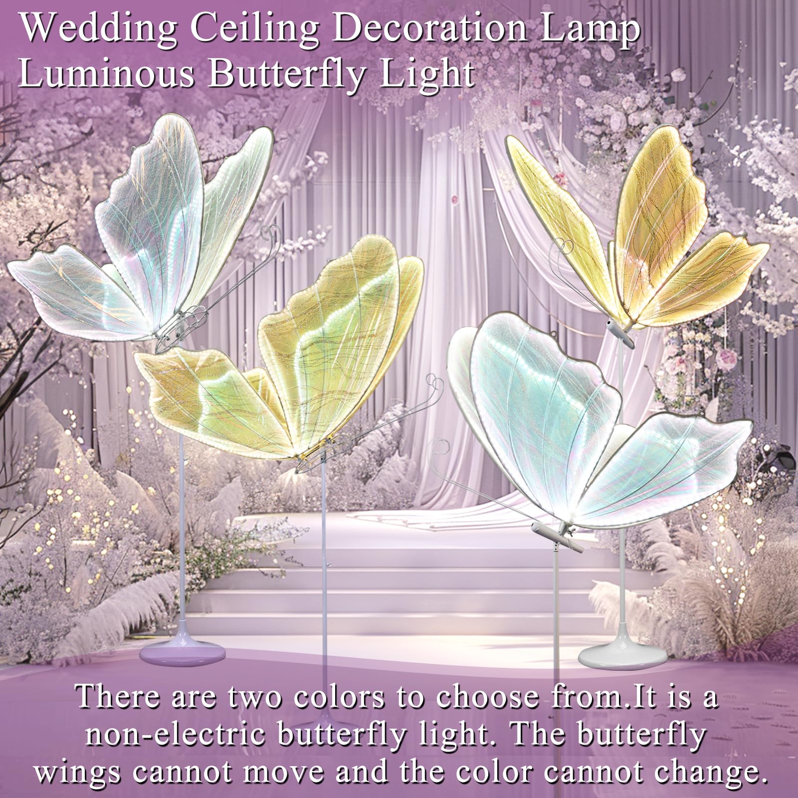 2PCS Butterfly Floor Lamp - 31.4in Warm White LED Wedding Decor, Romantic Ceiling & Party Lighting for Wedding, Anniversary, Baby Shower & Home Decoration