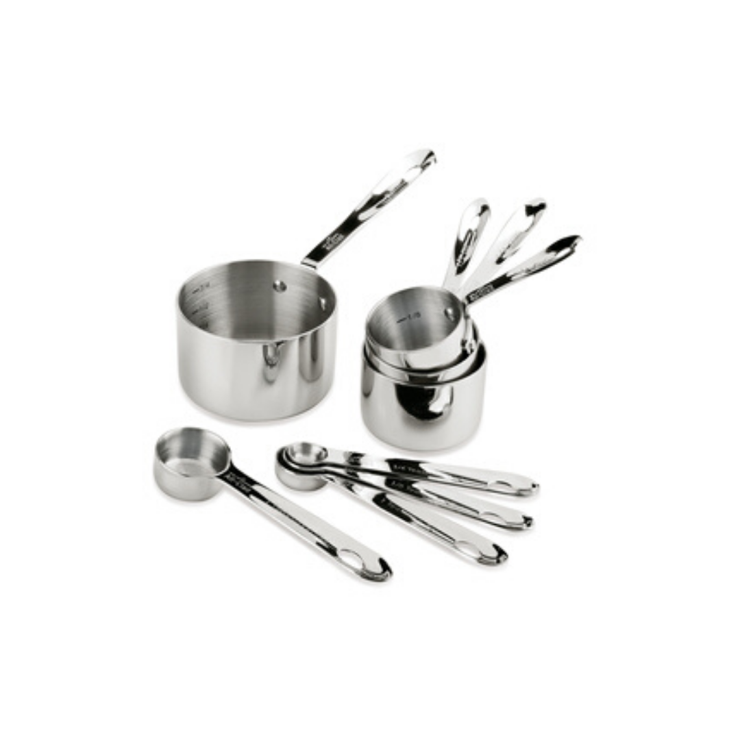 All-Clad Stainless Steel Measuring Cups and Spoons Set - 18-Piece Kitchen Essentials for Baking & Cooking (Includes 7 Cups & 11 Spoons) - Perfect for Home Bakers, Professional Chefs & Cooking Enthusiasts
