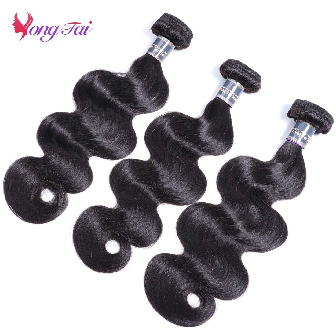 100% Brazilian Virgin Human Hair Bundles - 20, 22, 24 Inch 3 Bundles - Unprocessed Body Wave Hair Extensions (1B Color) for Natural Look & Volume - Perfect for Daily Wear, Parties & Special Occasions