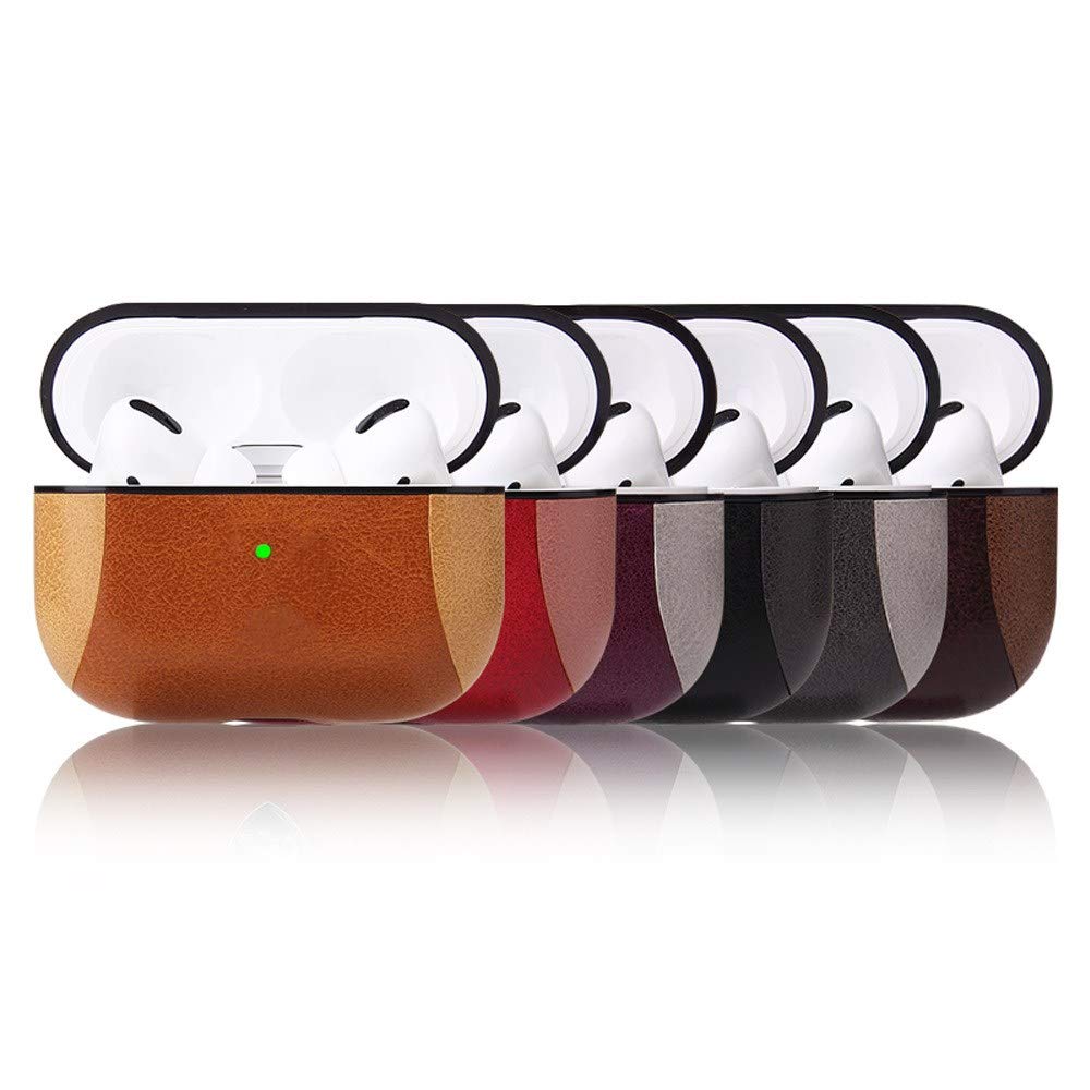 Premium Leather Case for AirPods Pro & AirPods 3 (3rd Gen) - Shockproof, Dustproof Cover with Keychain & Wireless Charging Support | Perfect for Travel, Gym & Daily Use - Coffee Brown