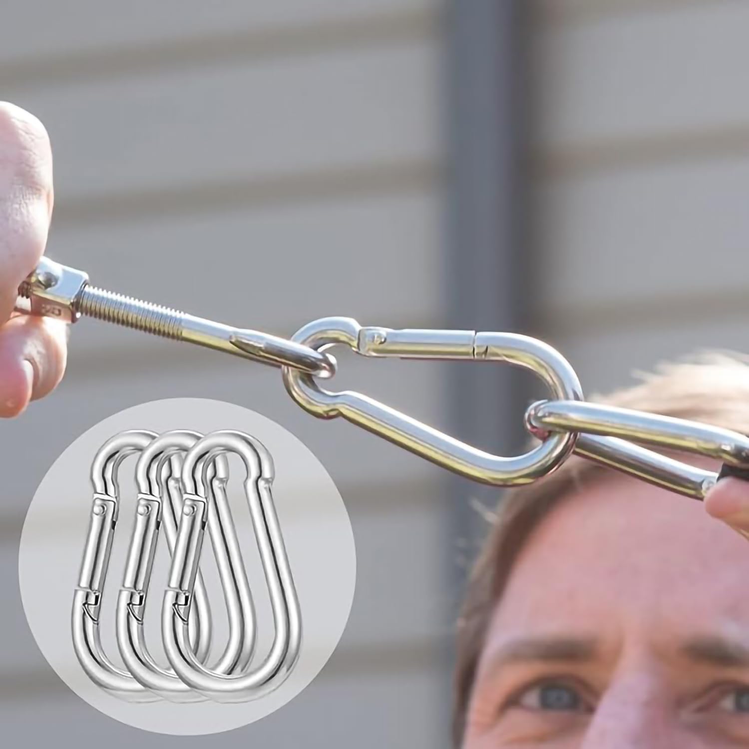 4 Pack Heavy Duty SUS304 Carabiners - 3.15 Inch Rust-Free Clips for Hammocks, Gym, Camping, Hiking, Dog Leash & Outdoor Gear - Perfect for Rock Climbing, Backpacking, Travel & Sports Equipment
