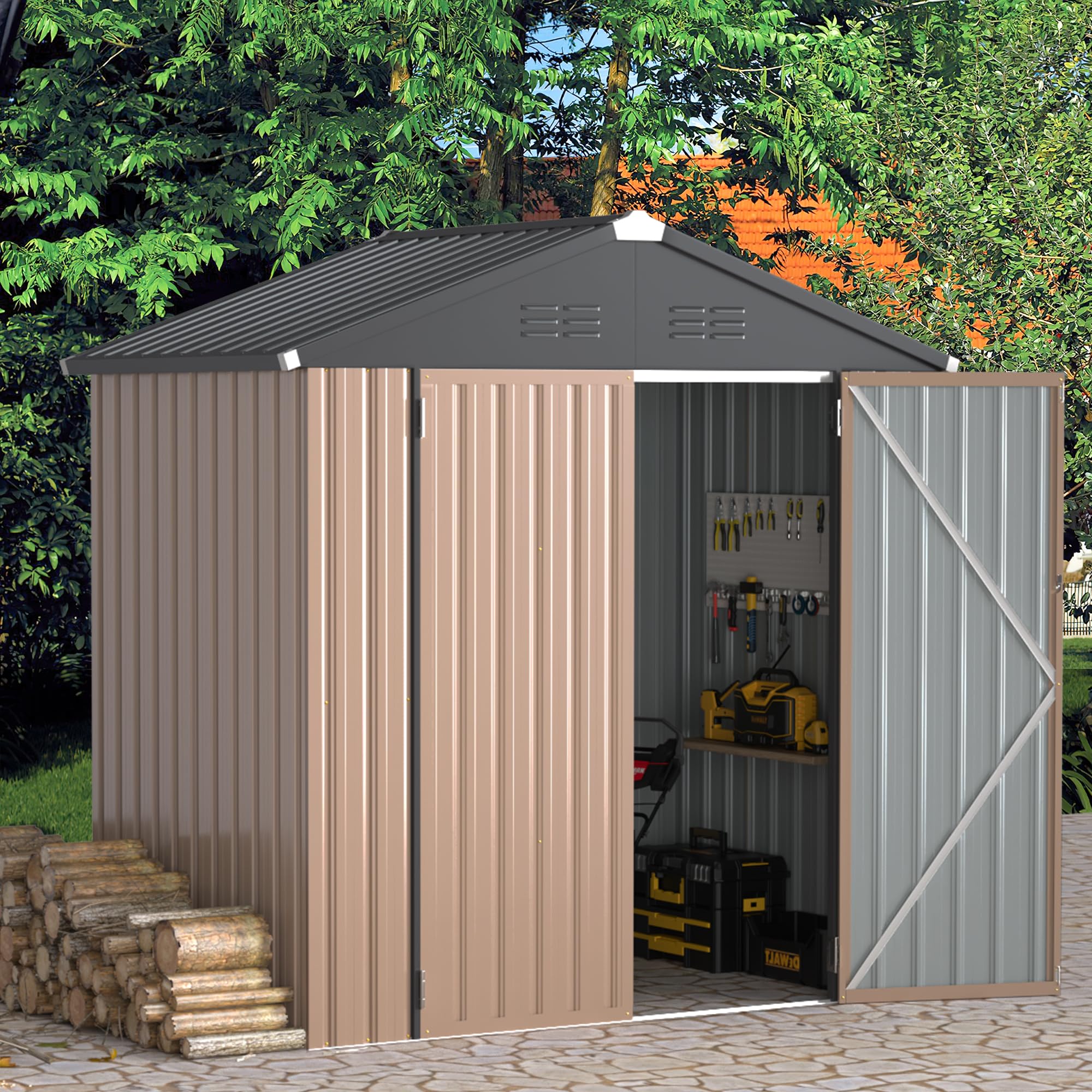 U-MAX 6x4 Galvanized Metal Storage Shed Kit - Outdoor Utility Shed for Backyard, Garden, Patio & Lawn | Weather-Resistant Small Outdoor Storage Solution for Tools, Equipment & Seasonal Items