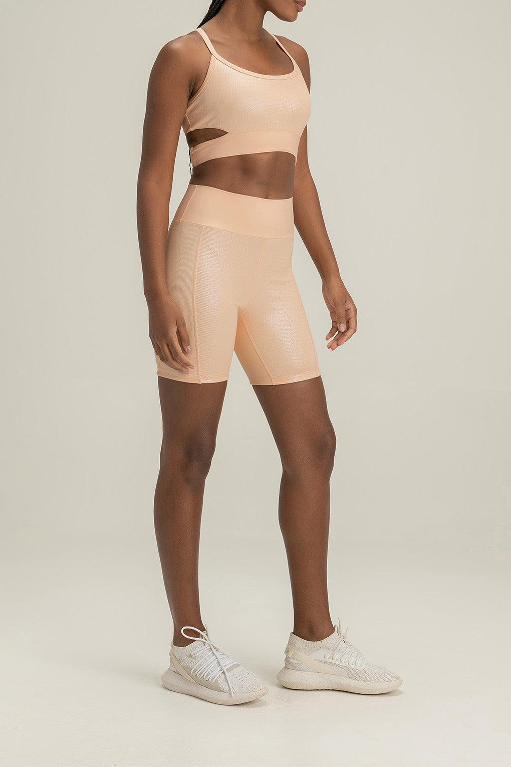 Rib Shine Shorts for Women - High Waist Stretchy Comfortable Workout Shorts - Perfect for Yoga, Running, and Gym