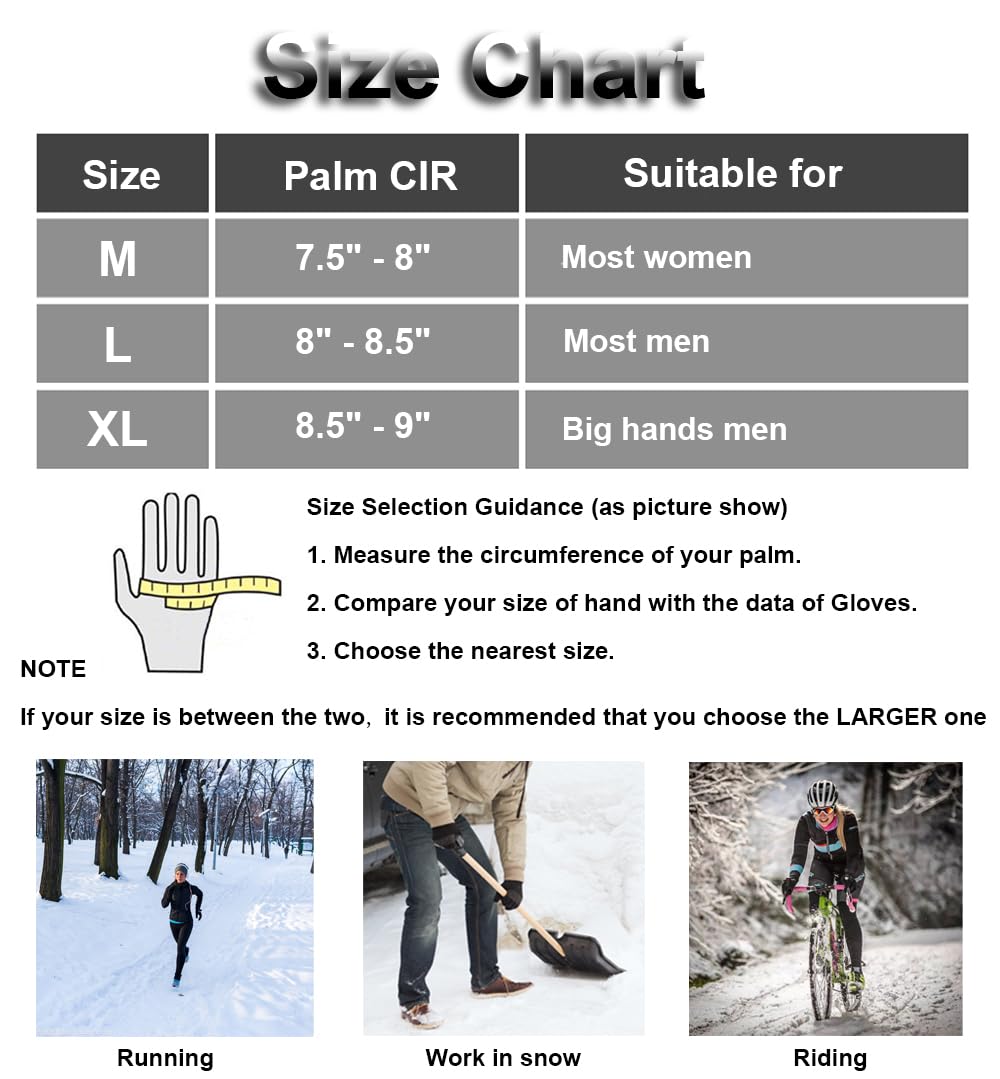 Winter Gloves for Men & Women - Touchscreen Compatible, Waterproof & Windproof for Running, Cycling, Driving - Cold Weather Hand Protection for Outdoor Activities & Daily Commute
