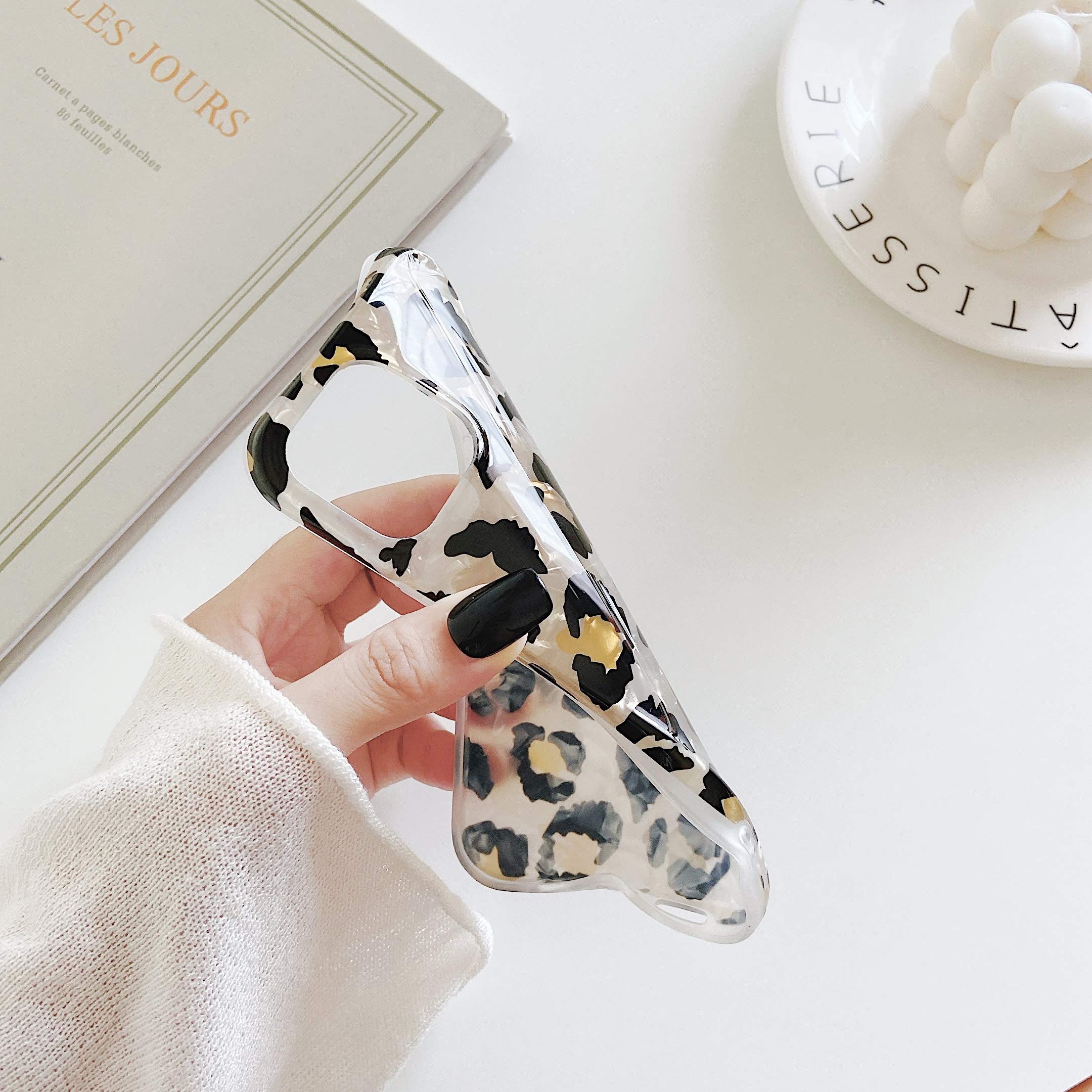 Leopard Glitter Sparkle Soft Silicone Gel Phone Case for iPhone 11 - Flexible Protective Cover with Shock Absorption | Perfect for Everyday Use, Work, and Travel