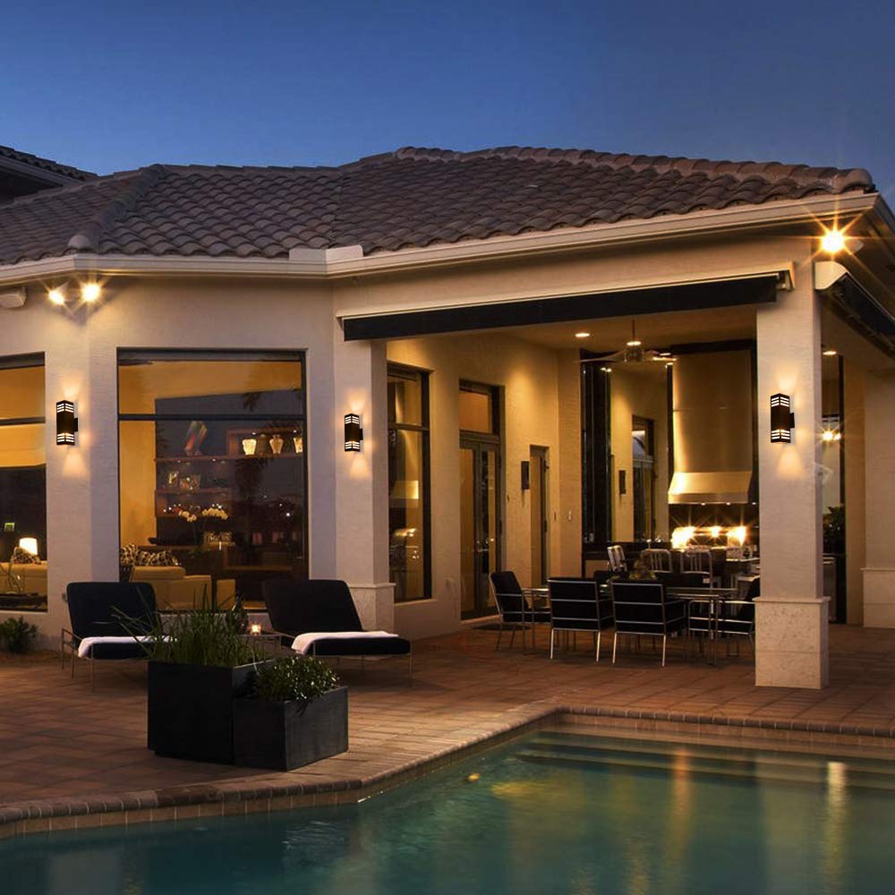 2 Pack Modern Outdoor Wall Lights - IP65 Waterproof Porch Lights for House Exterior, Oil Rubbed Bronze Aluminum Fixture for Garage & Garden - Perfect for Patio, Deck, and Entryway Lighting