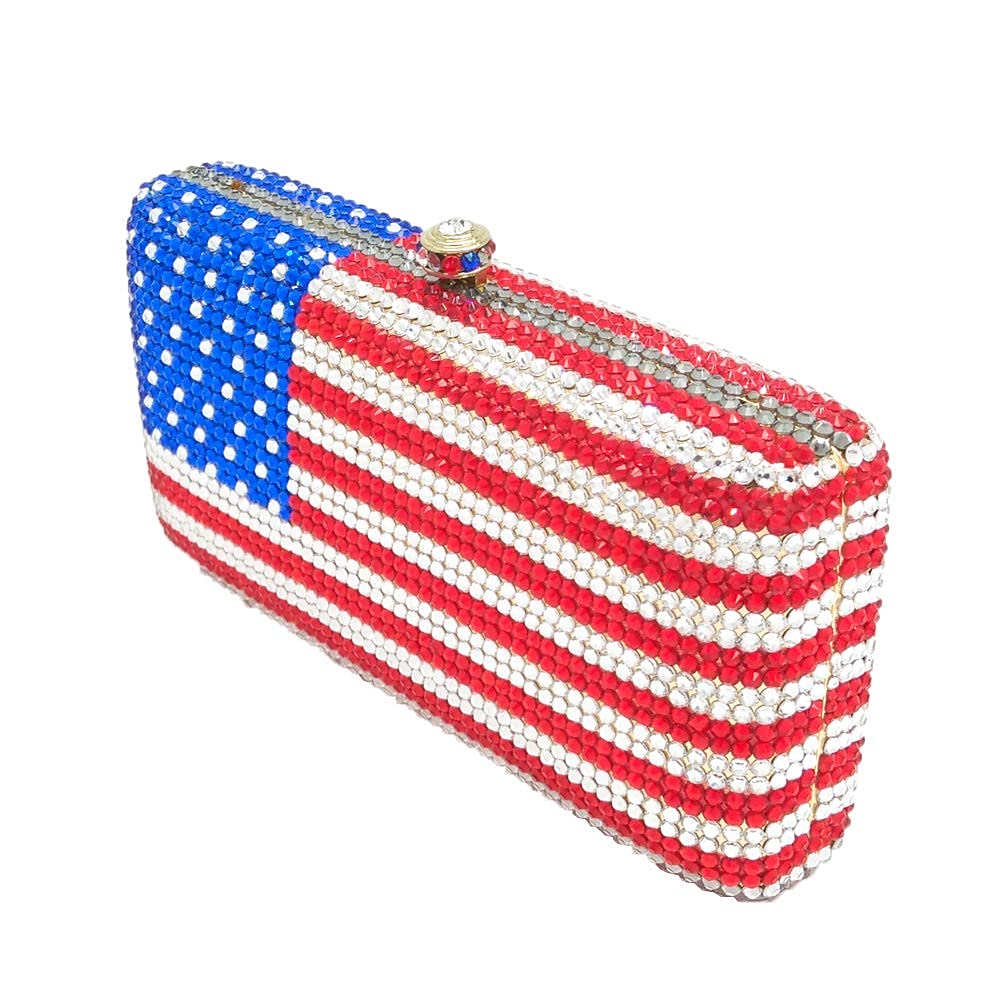 Elegant Rhinestone Crystal Clutch Purse for Women - National Flag Design Evening Bag & Formal Party Handbag | Perfect for Weddings, Prom, Cocktail Parties & Special Occasions
