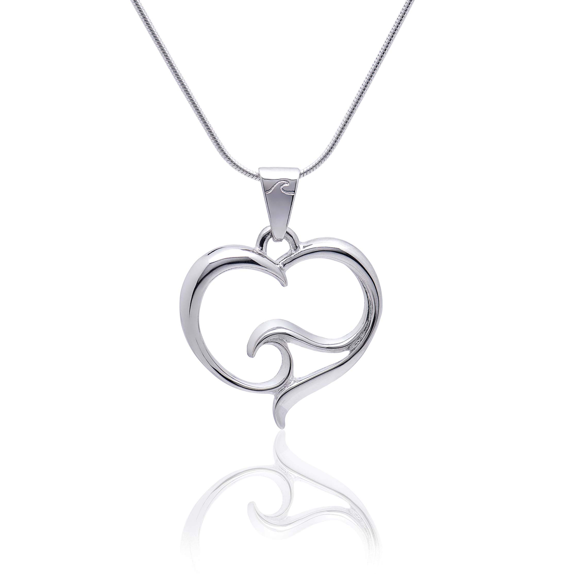 Ocean Wave Necklace Sterling Silver 925 - Heart of the Ocean Pendant for Women, Dainty Sea Life Jewelry Gift for Beach Lovers, Perfect for Weddings, Anniversaries & Coastal Vacations