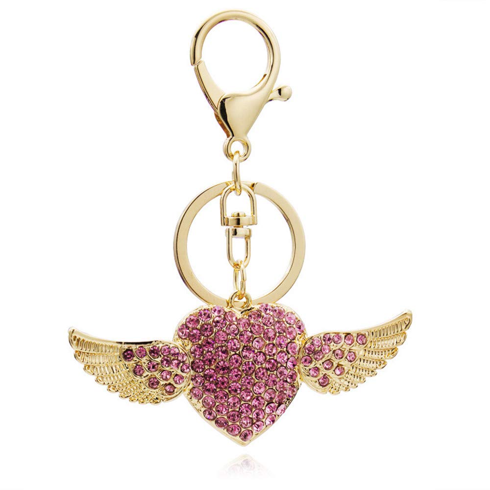 Sparkling Rhinestone Heart Keychain with Angel Wings - Elegant Crystal Car Key Holder for Women & Girls - Perfect Gift for Valentine's Day, Birthday, and Everyday Carry