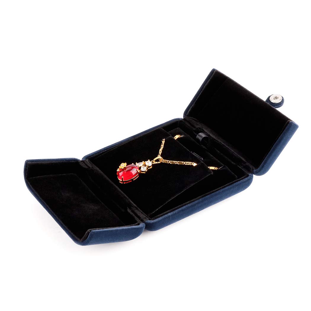 iSuperb Royal Blue Velvet Jewelry Box - Necklace, Bracelet, Earrings & Pendant Storage Case for Engagement, Proposal & Wedding Jewelry Display | Elegant Gift Box for Women
