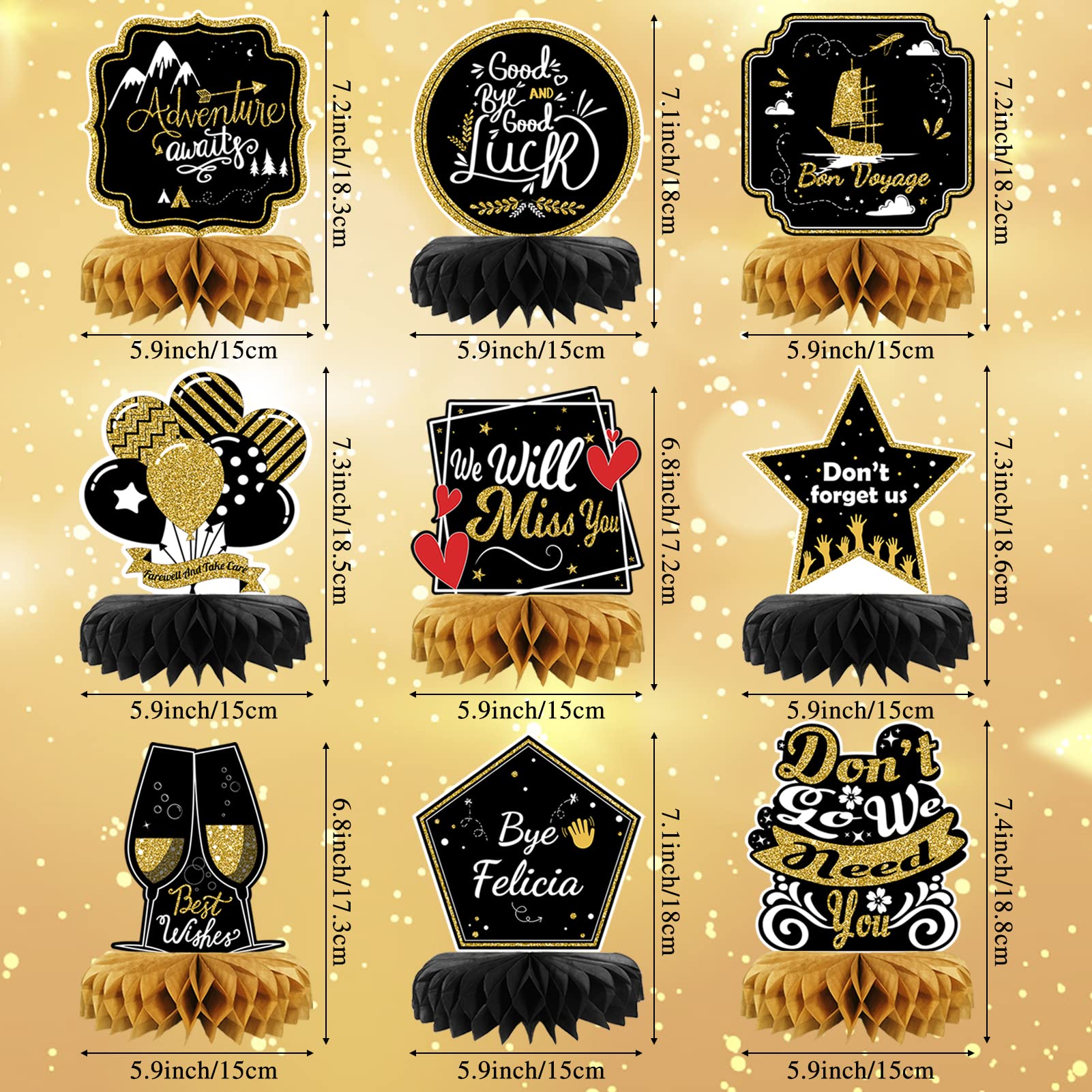 9-Piece We Will Miss You Party Decorations Set - Farewell & Going Away Decor for Coworkers - Perfect for Office Goodbye Parties, Retirement Celebrations & Leaving Gatherings