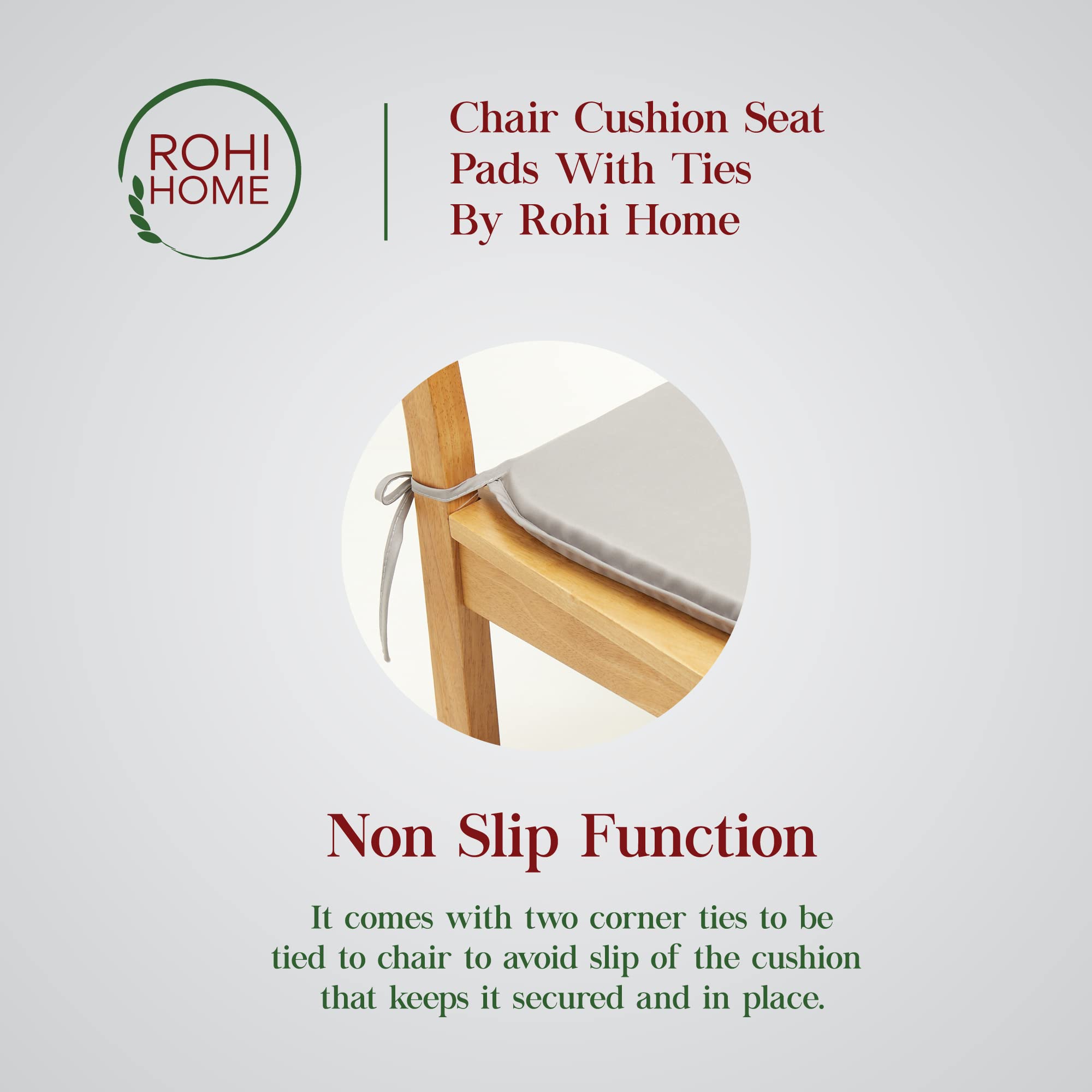 Premium 36x36 Inch Rohi Garden Seat Cushions Set of 4 - Waterproof Outdoor/Indoor Chair Pads for Dining, Kitchen, Patio & Garden Chairs - Comfortable Plain Grey Cushions (Pack of 4) - Perfect for BBQs, Picnics & Outdoor Entertaining