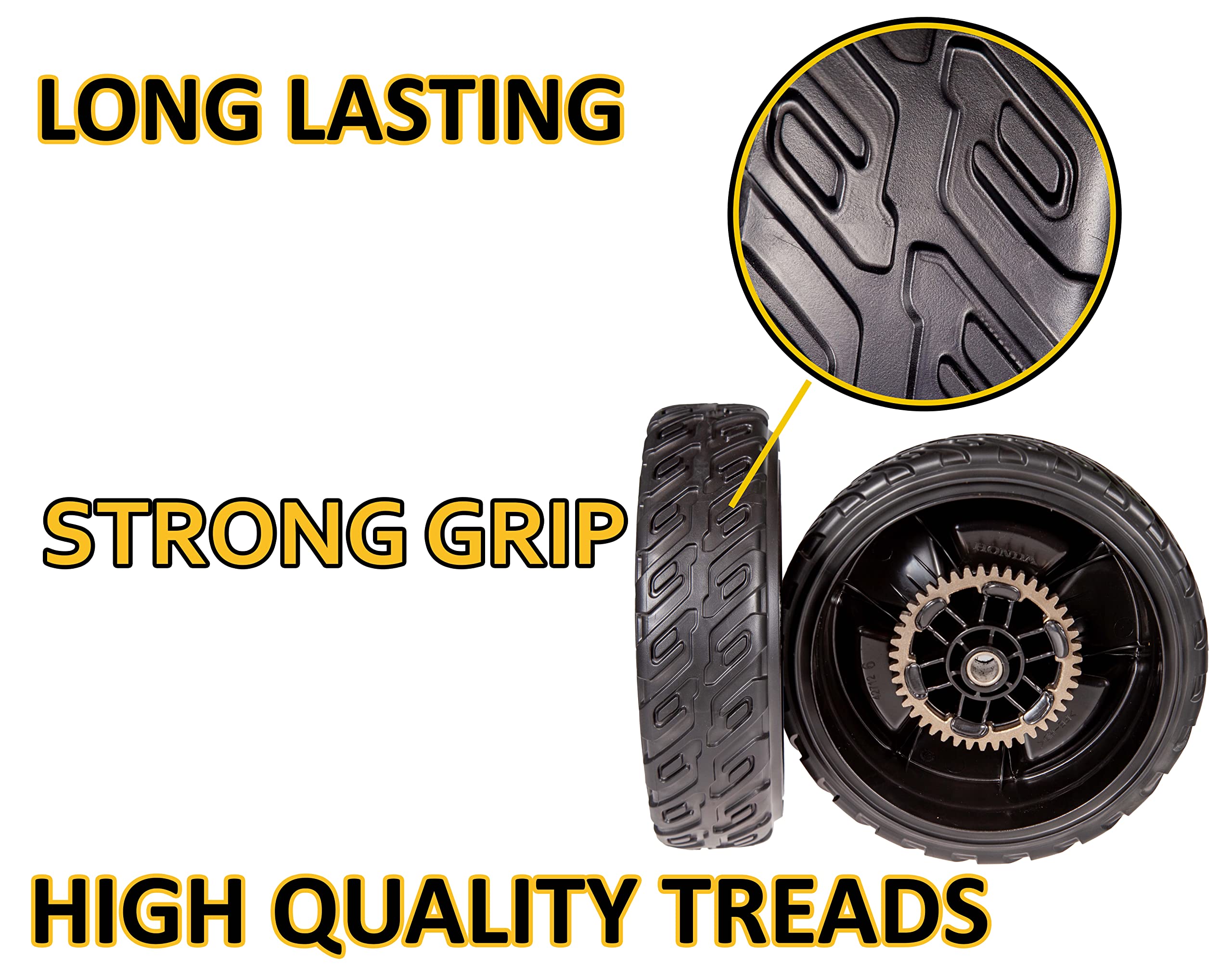 Honda HRN216 Lawn Mower Wheel Replacement Kit - 2x 42710-VR8-N00ZA & 2x 44710-VR8-N00ZA Wheels - Perfect for Lawn Maintenance and Yard Care