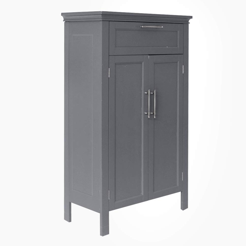 MengK FCH Double Door Smoke Gray Cabinet - Stylish Storage for Kitchen, Living Room, or Office Organization