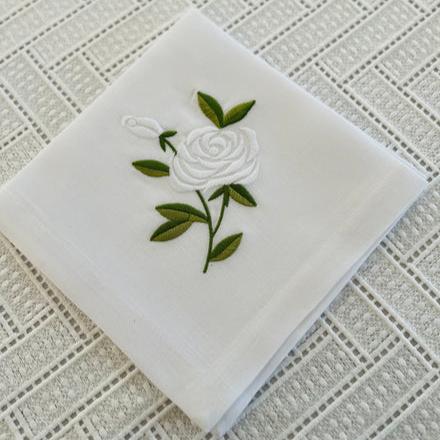 Elegant Embroidered Rose Napkins Set of 6 - Premium Cotton Table Linens for Dining, Weddings & Special Occasions