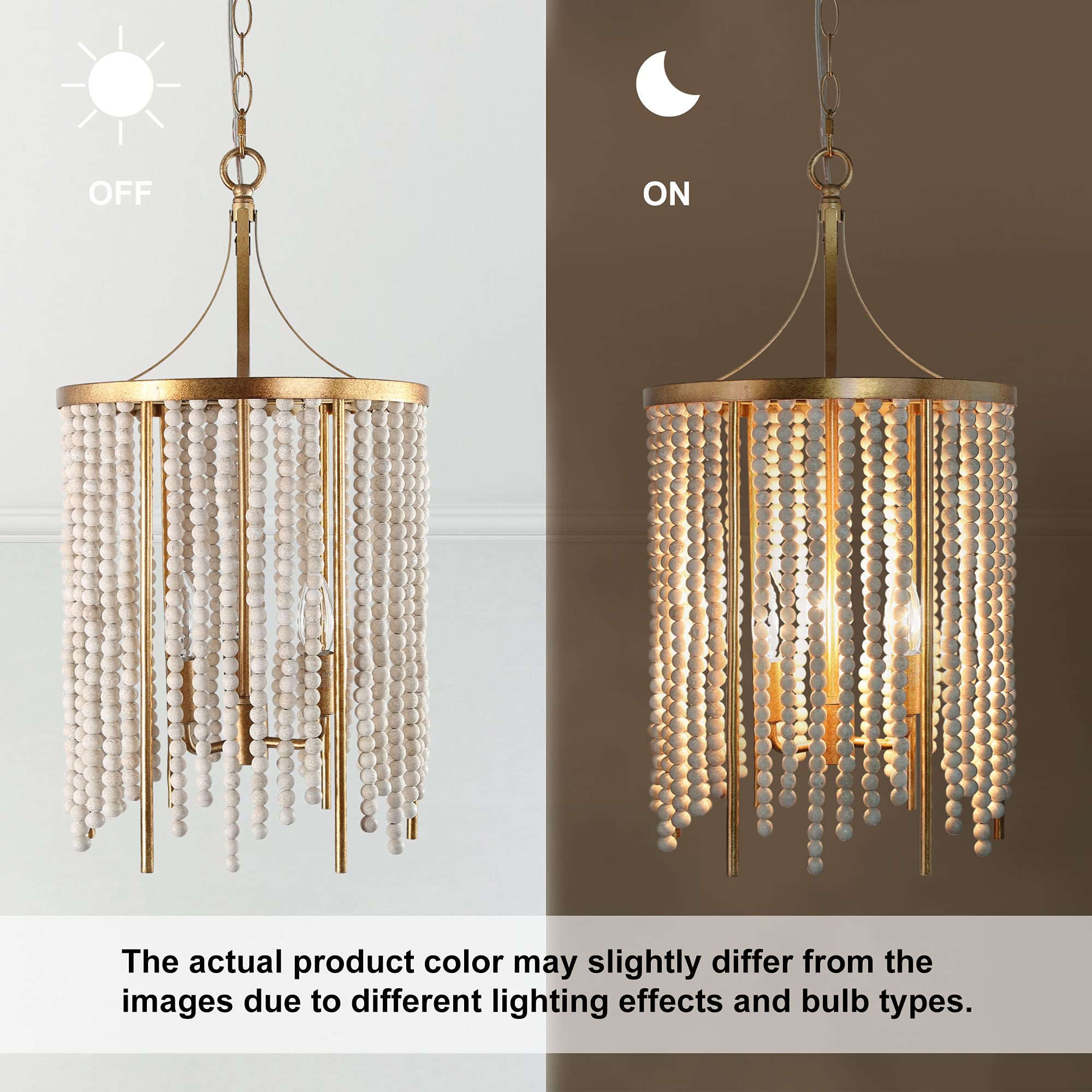 3-Light Beaded Chandelier Boho Pendant Light Fixture - 12.5