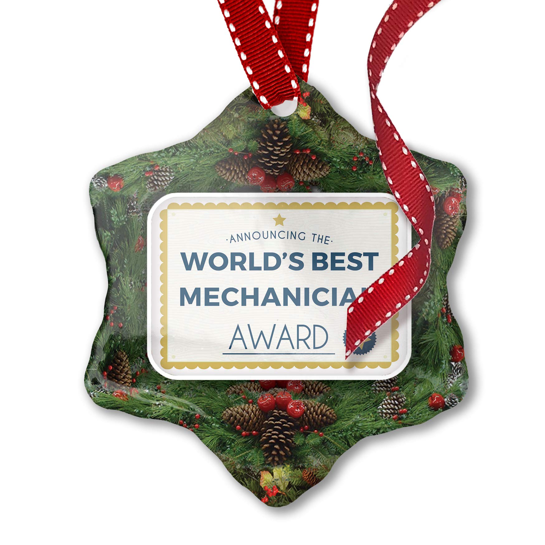 World's Best Mechanical Engineer Certificate Award - Christmas Ornament for Office Decor, Gifts & Recognition
