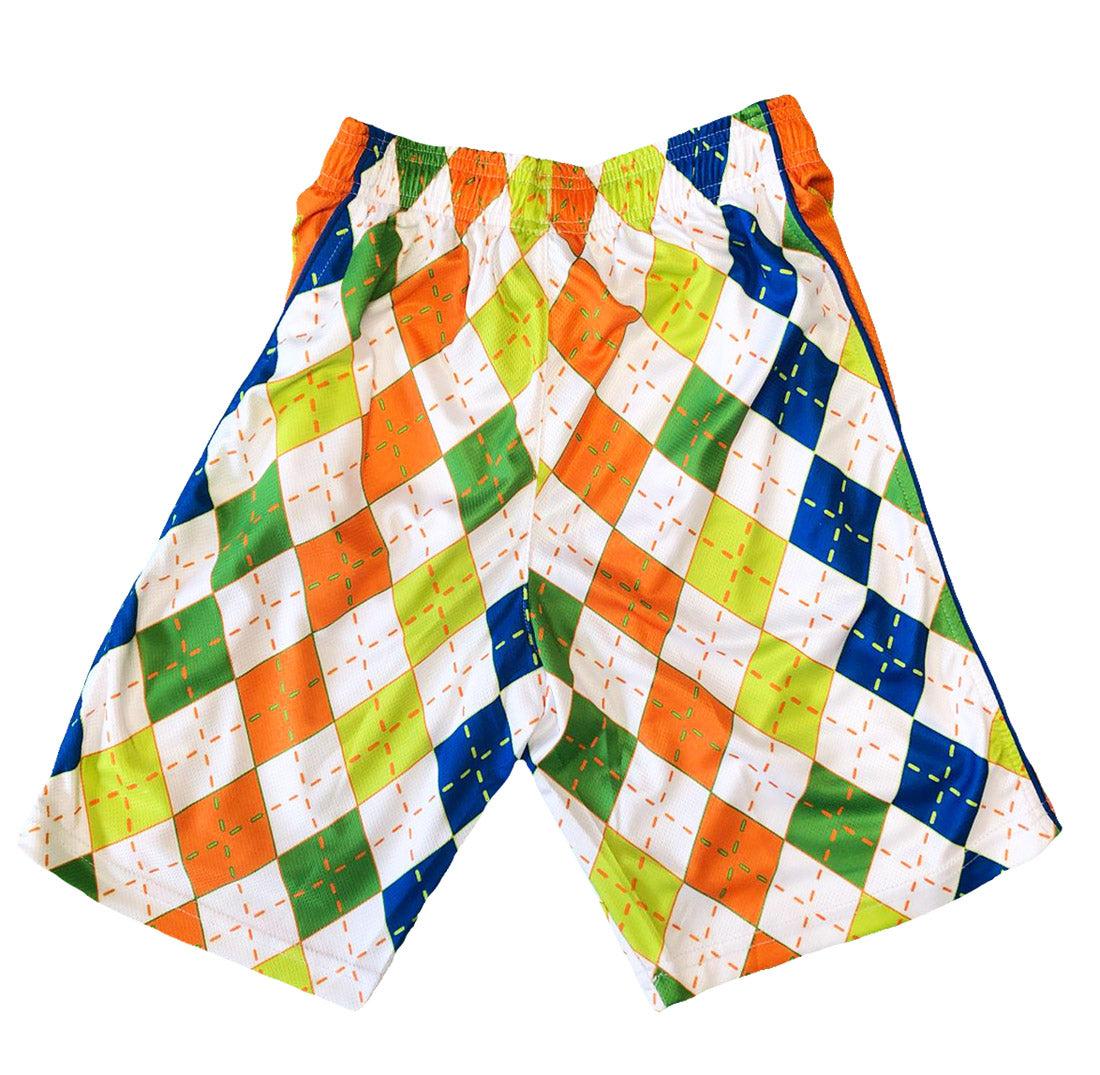 Men's Neon Argyle Pattern Shorts - Stylish & Comfortable for Summer, Golf, and Casual Wear