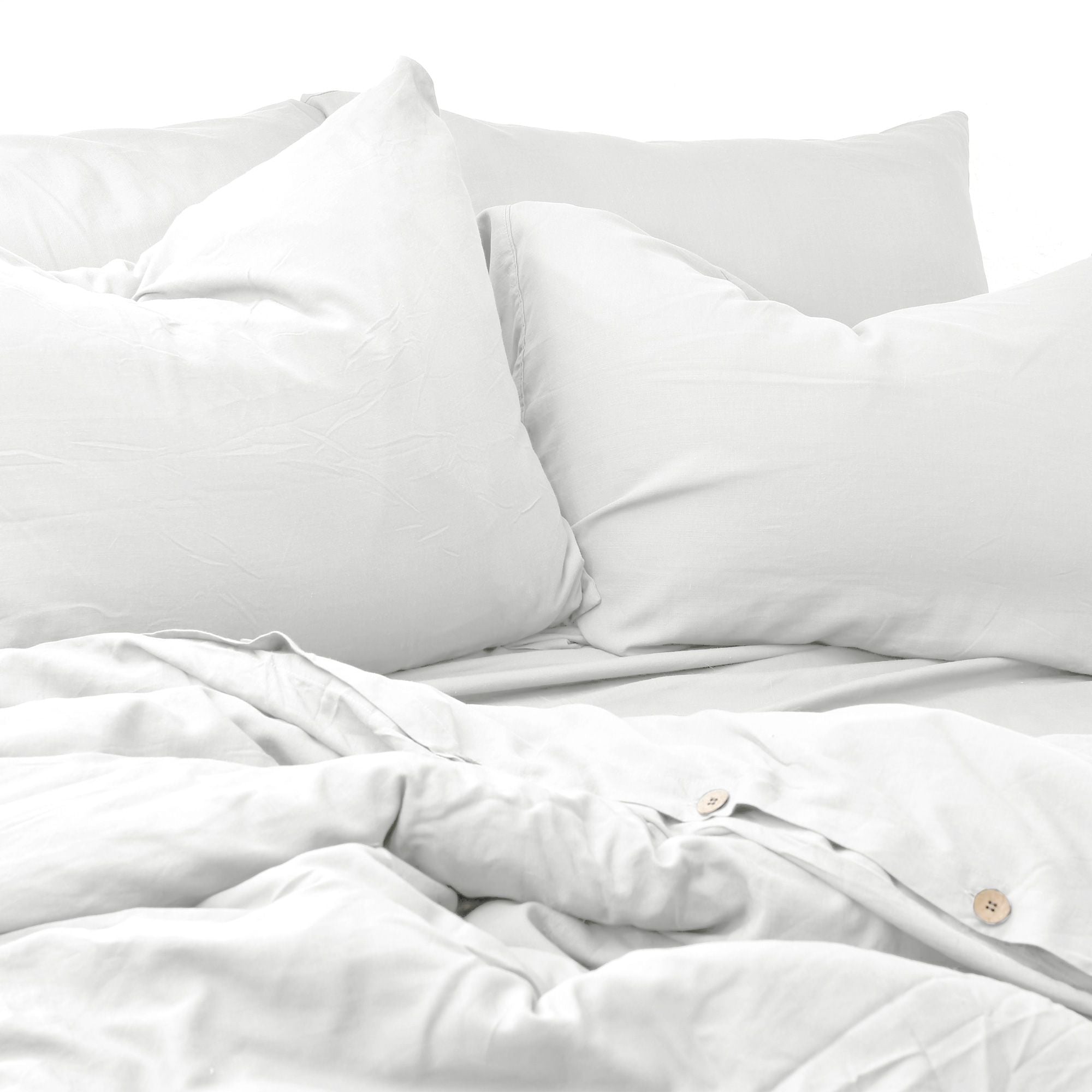 Premium Bamboo & Linen Duvet Cover Set - Soft & Breathable White Bedding for All Seasons | Perfect for Master Bedroom, Guest Room & Vacation Homes