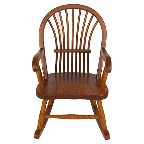 Amish Hardwood Children's Sheaf Rocker - Light Brown Wooden Rocking Chair for Kids | Nursery, Bedroom & Playroom Decor