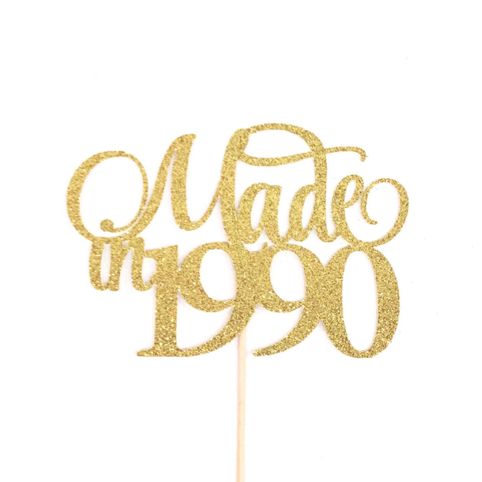 Vintage 1990 Cake Topper - 30th Birthday & Anniversary Celebration Decor - Perfect for 90s Themed Parties, Milestone Birthdays & Retro Weddings